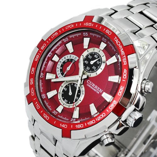 Curren 8023 - Luxusní módní pánské náramkové hodinky červené.